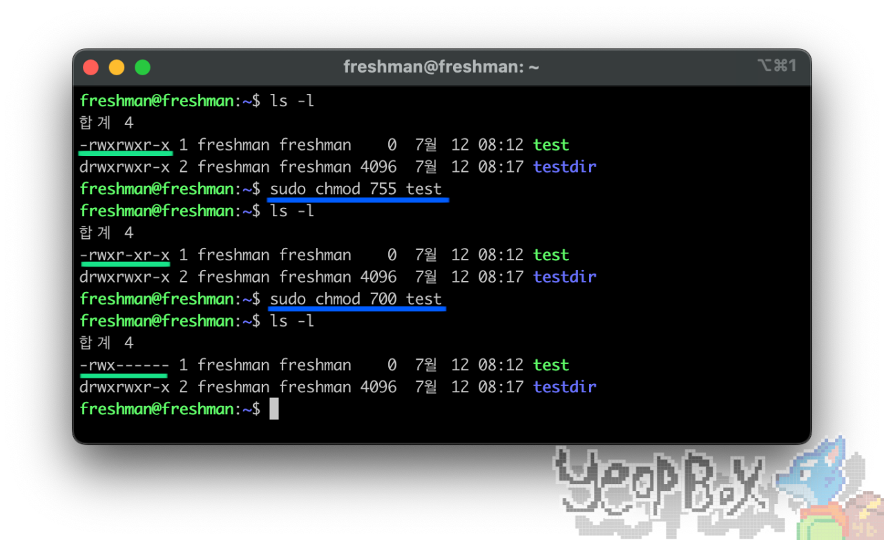 우분투(Ubuntu) 22.04 Server chmod 권한 변경 방법 YeopBox